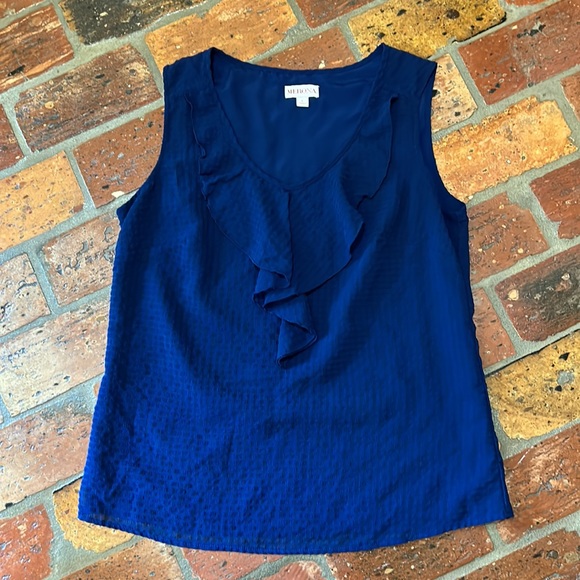 Merona ruffle front sleeveless texture top szL - Picture 4 of 10